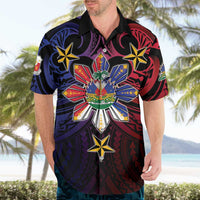 Haiti Philippines Hawaiian Shirt Haitian Coat Of Arms With Filipino Sun LT05 - Polynesian Pride