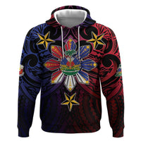 Haiti Philippines Hoodie Haitian Coat Of Arms With Filipino Sun LT05 Pullover Hoodie Black - Polynesian Pride