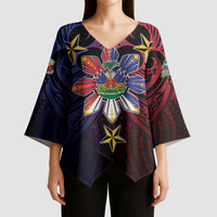 Haiti Philippines Kimono Sleeve Blouse Haitian Coat Of Arms With Filipino Sun LT05 - Polynesian Pride