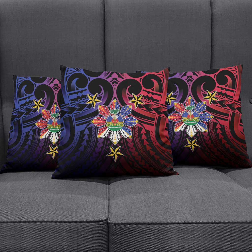 Haiti Philippines Pillow Cover Haitian Coat Of Arms With Filipino Sun
