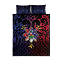 Haiti Philippines Quilt Bed Set Haitian Coat Of Arms With Filipino Sun