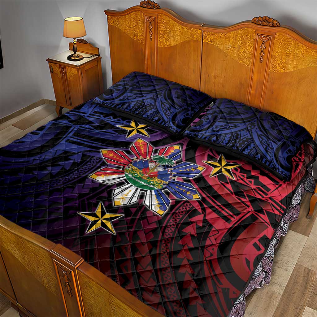Haiti Philippines Quilt Bed Set Haitian Coat Of Arms With Filipino Sun