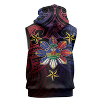 Haiti Philippines Sleeveless Zip Hoodie Haitian Coat Of Arms With Filipino Sun LT05 - Polynesian Pride