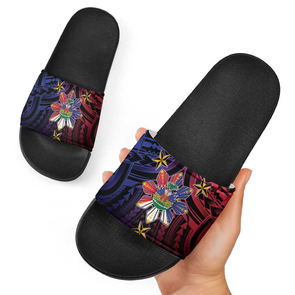 Haiti Philippines Slide Sandals Haitian Coat Of Arms With Filipino Sun