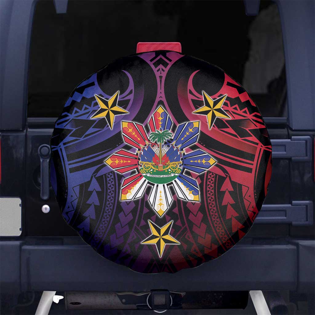 Haiti Philippines Spare Tire Cover Haitian Coat Of Arms With Filipino Sun