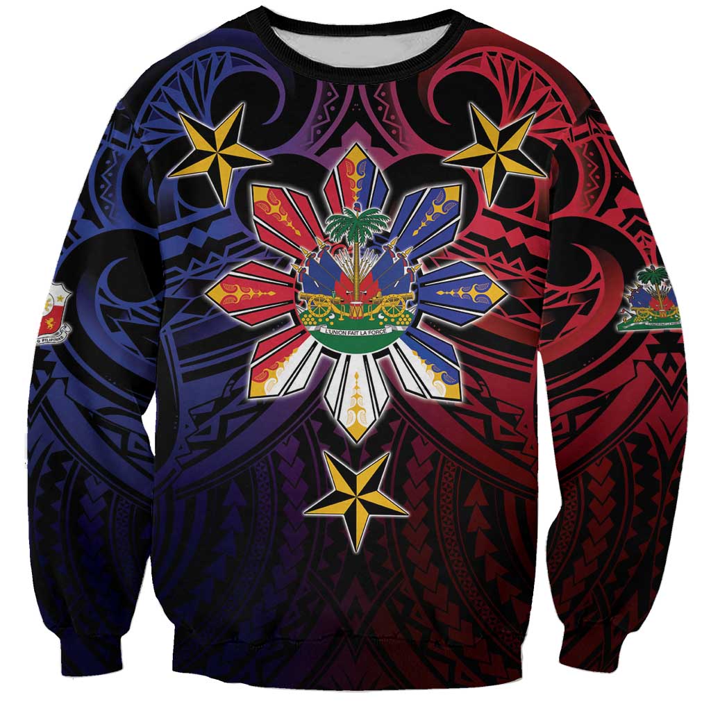 Haiti Philippines Sweatshirt Haitian Coat Of Arms With Filipino Sun