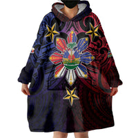 Haiti Philippines Wearable Blanket Hoodie Haitian Coat Of Arms With Filipino Sun LT05 - Polynesian Pride