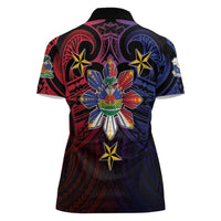 Haiti Philippines Women Polo Shirt Haitian Coat Of Arms With Filipino Sun LT05 - Polynesian Pride