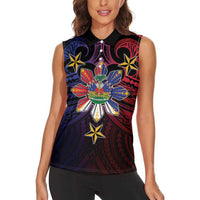 Haiti Philippines Women Sleeveless Polo Shirt Haitian Coat Of Arms With Filipino Sun LT05 - Polynesian Pride