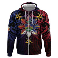Haiti Philippines Zip Hoodie Haitian Coat Of Arms With Filipino Sun LT05 Zip Hoodie Black - Polynesian Pride