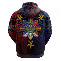 Haiti Philippines Zip Hoodie Haitian Coat Of Arms With Filipino Sun LT05 - Polynesian Pride