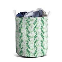 Hawaii Ti Leaf Maile Tuberose Lei Laundry Basket With Hanalei Leaf Green