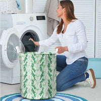 Hawaii Ti Leaf Maile Tuberose Lei Laundry Basket With Hanalei Leaf Green
