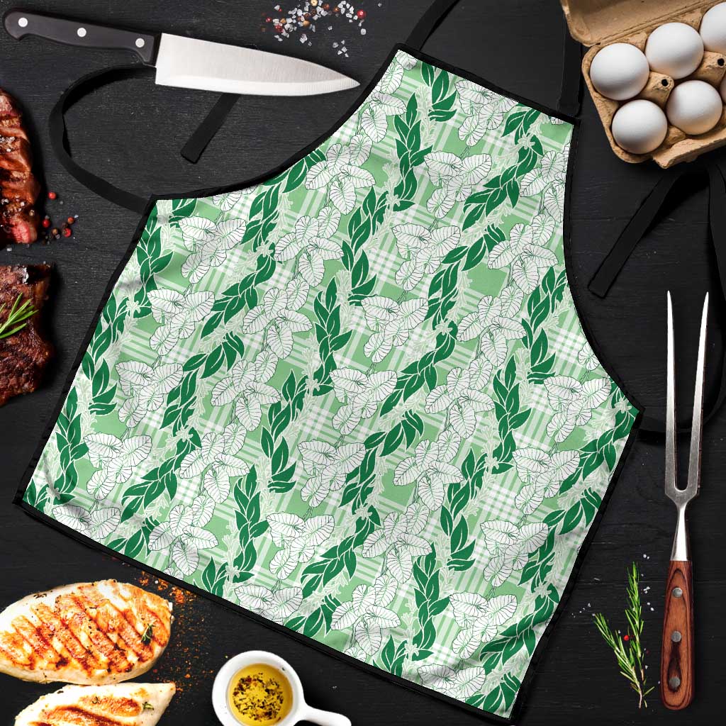 Hawaii Ti Leaf Maile Tuberose Lei Apron With Hanalei Leaf Green
