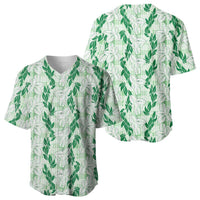 Hawaii Ti Leaf Maile Tuberose Lei Baseball Jersey With Hanalei Leaf Green