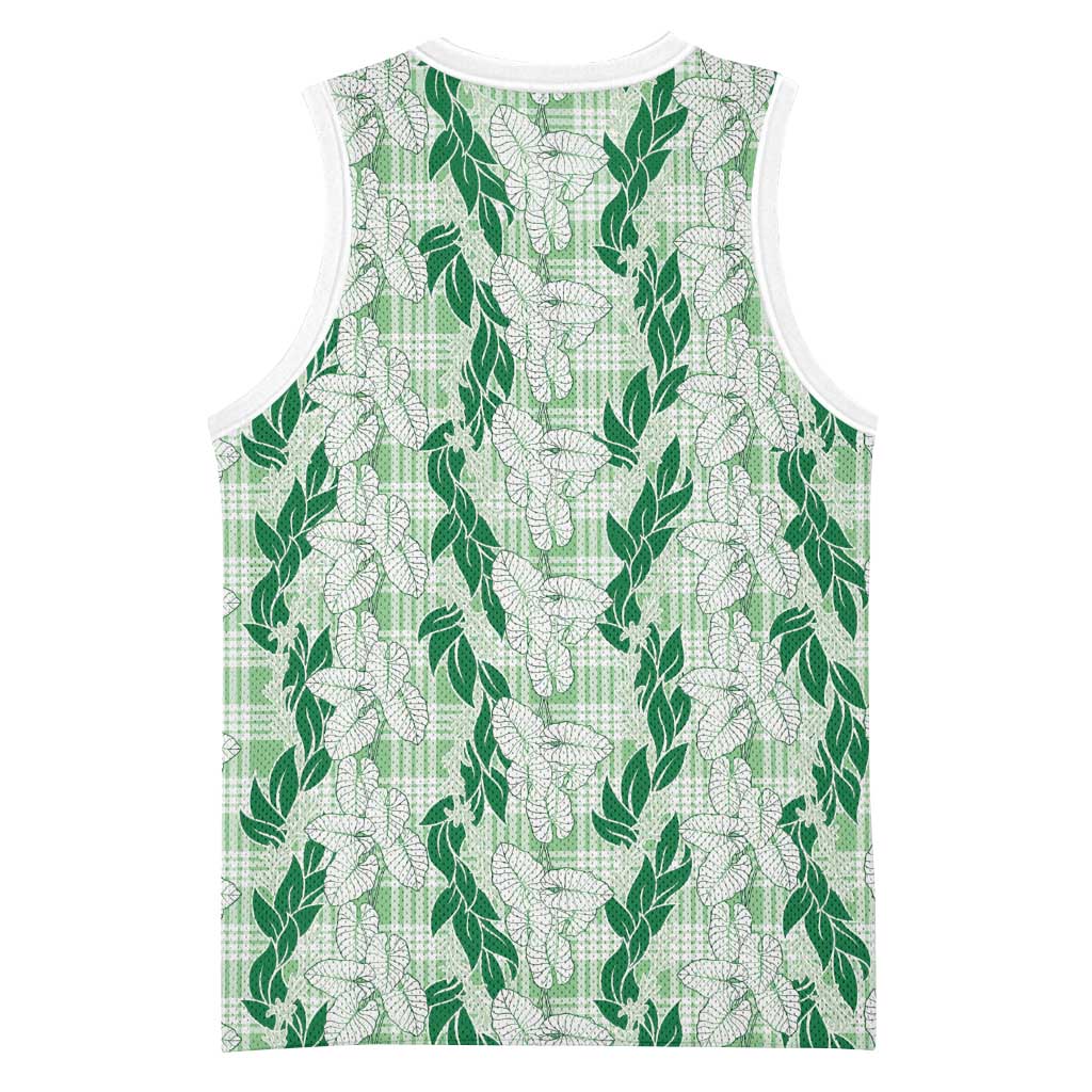 Hawaii Ti Leaf Maile Tuberose Lei Basketball Jersey With Hanalei Leaf Green
