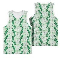 Hawaii Ti Leaf Maile Tuberose Lei Basketball Jersey With Hanalei Leaf Green