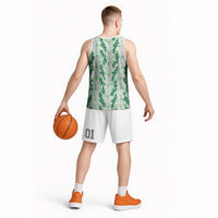Hawaii Ti Leaf Maile Tuberose Lei Basketball Jersey With Hanalei Leaf Green
