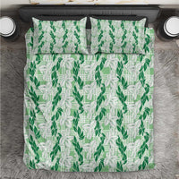 Hawaii Ti Leaf Maile Tuberose Lei Bedding Set With Hanalei Leaf Green