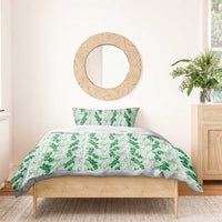 Hawaii Ti Leaf Maile Tuberose Lei Bedding Set With Hanalei Leaf Green