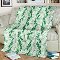 Hawaii Ti Leaf Maile Tuberose Lei Blanket With Hanalei Leaf Green