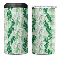 Hawaii Ti Leaf Maile Tuberose Lei 4 in 1 Can Cooler Tumbler With Hanalei Leaf Green