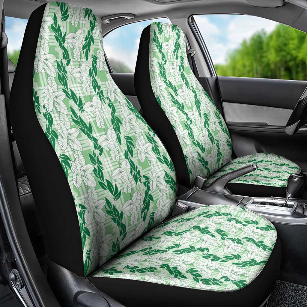 Hawaii Ti Leaf Maile Tuberose Lei Car Seat Cover With Hanalei Leaf Green