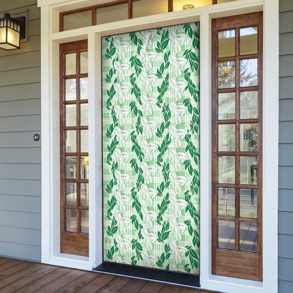 Hawaii Ti Leaf Maile Tuberose Lei Door Cover With Hanalei Leaf Green