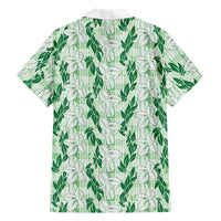 Hawaii Ti Leaf Maile Tuberose Lei Family Matching Long Sleeve Bodycon Dress and Hawaiian Shirt With Hanalei Leaf Green LT05 - Polynesian Pride