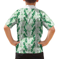 Hawaii Ti Leaf Maile Tuberose Lei Family Matching Mermaid Dress and Hawaiian Shirt With Hanalei Leaf Green LT05 - Polynesian Pride