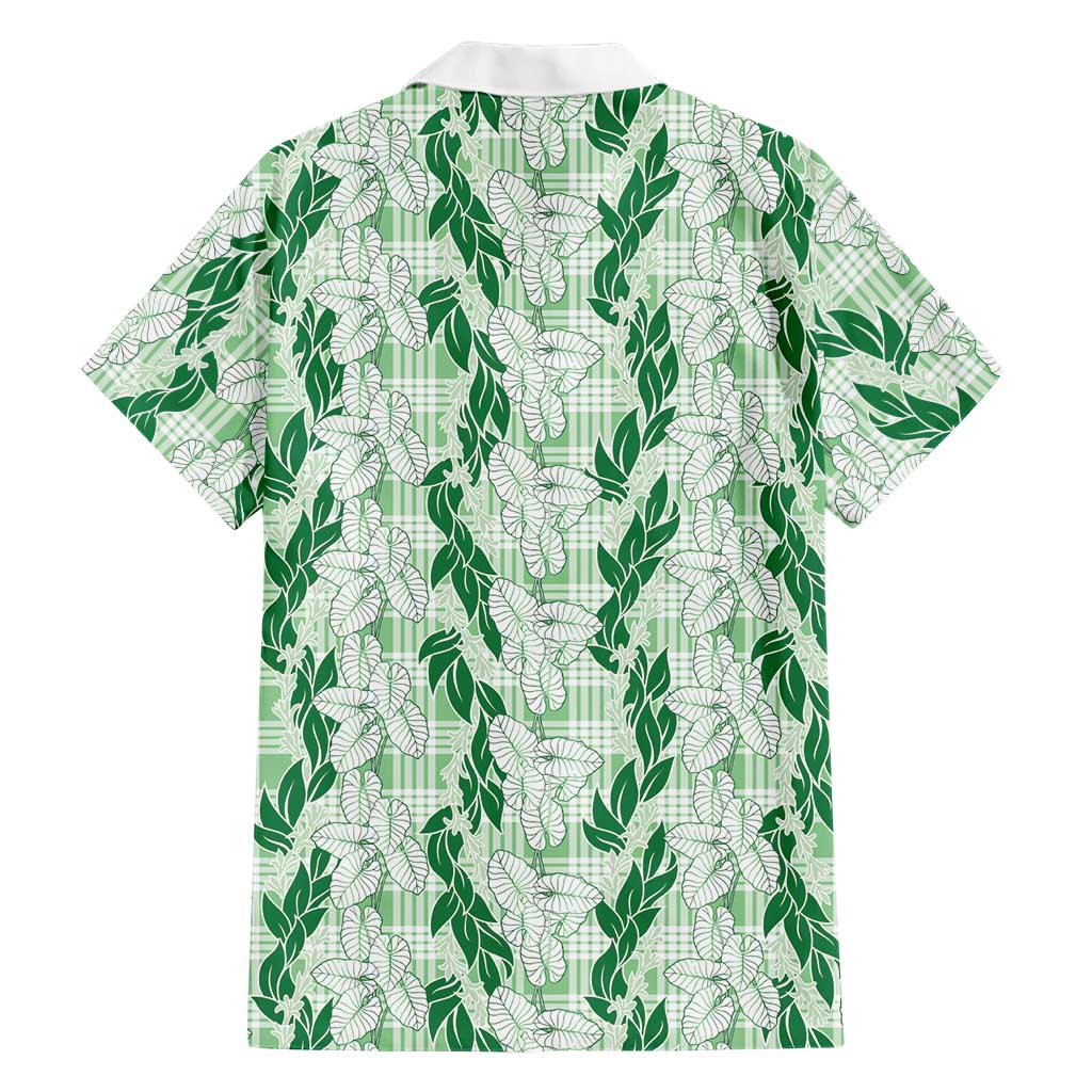 Hawaii Ti Leaf Maile Tuberose Lei Family Matching Off Shoulder Maxi Dress and Hawaiian Shirt With Hanalei Leaf Green LT05 - Polynesian Pride