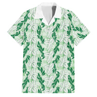 Hawaii Ti Leaf Maile Tuberose Lei Family Matching Short Sleeve Bodycon Dress and Hawaiian Shirt With Hanalei Leaf Green LT05 Dad's Shirt - Short Sleeve Green - Polynesian Pride