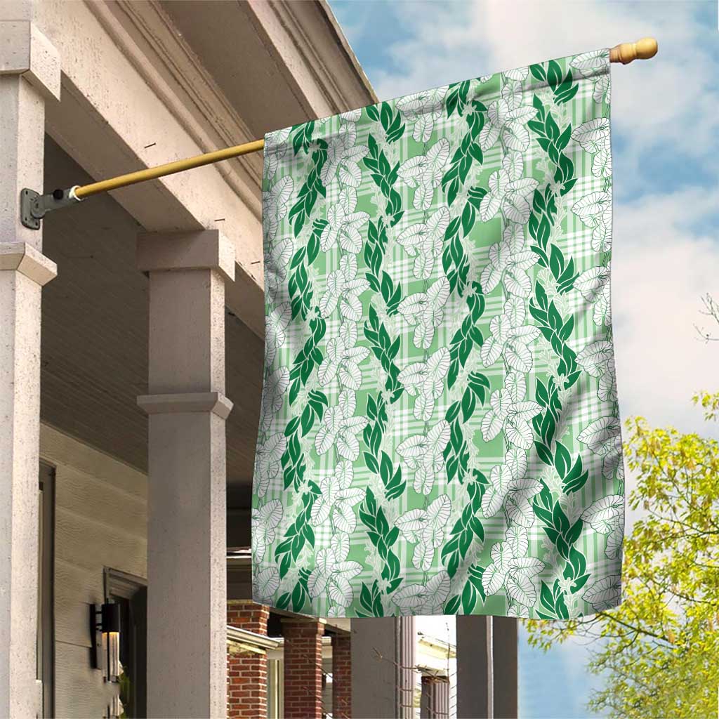 Hawaii Ti Leaf Maile Tuberose Lei Garden Flag With Hanalei Leaf Green