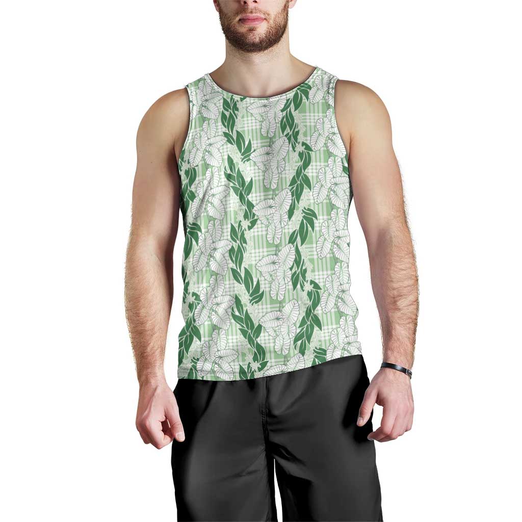 Hawaii Ti Leaf Maile Tuberose Lei Men Tank Top With Hanalei Leaf Green