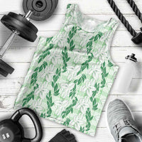 Hawaii Ti Leaf Maile Tuberose Lei Men Tank Top With Hanalei Leaf Green