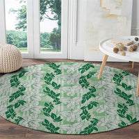 Hawaii Ti Leaf Maile Tuberose Lei Round Carpet With Hanalei Leaf Green