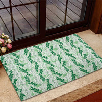 Hawaii Ti Leaf Maile Tuberose Lei Rubber Doormat With Hanalei Leaf Green