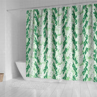 Hawaii Ti Leaf Maile Tuberose Lei Shower Curtain With Hanalei Leaf Green