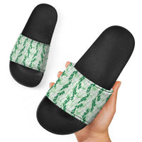Hawaii Ti Leaf Maile Tuberose Lei Slide Sandals With Hanalei Leaf Green