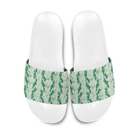 Hawaii Ti Leaf Maile Tuberose Lei Slide Sandals With Hanalei Leaf Green