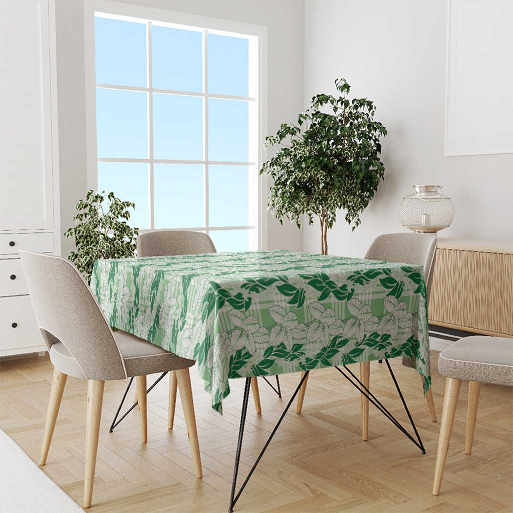 Hawaii Ti Leaf Maile Tuberose Lei Tablecloth With Hanalei Leaf Green