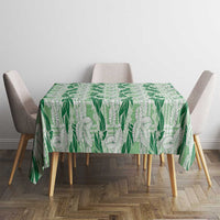 Hawaii Ti Leaf Maile Tuberose Lei Tablecloth With Hanalei Leaf Green