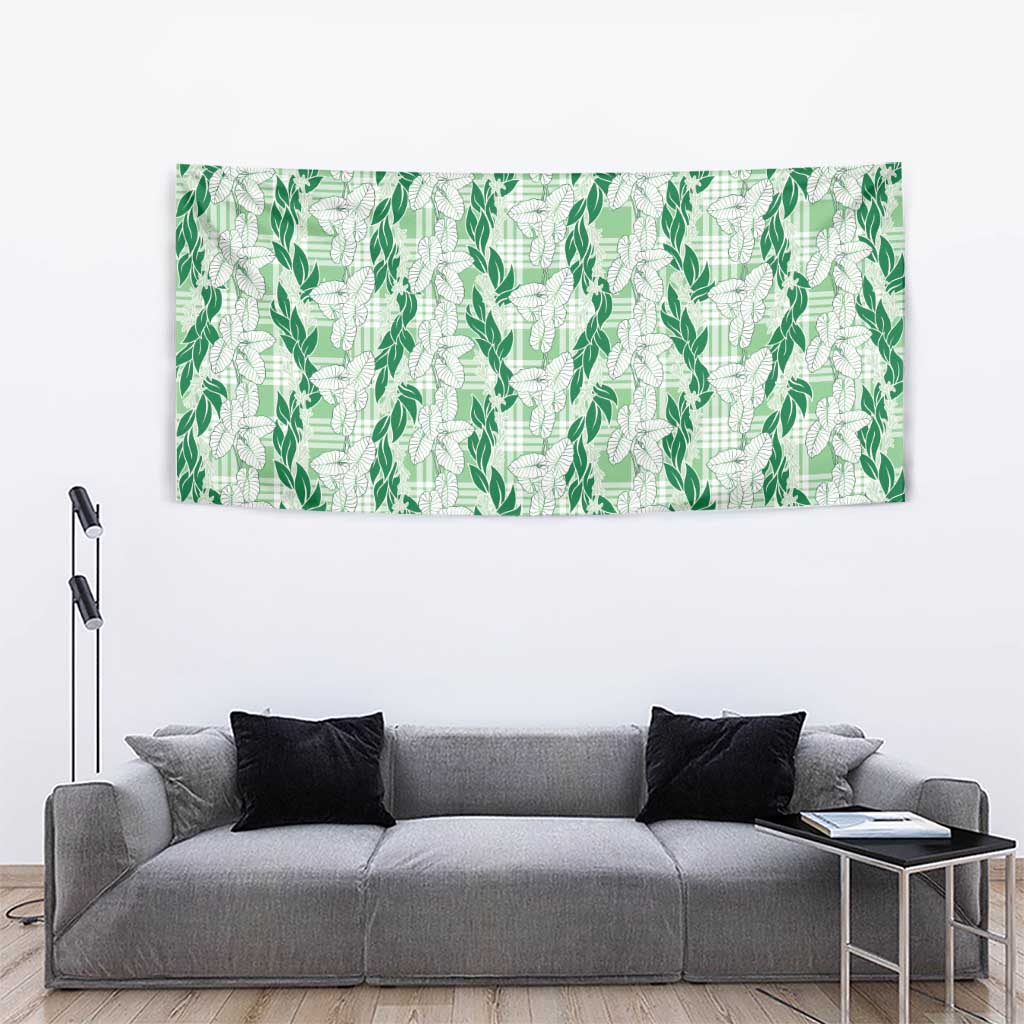 Hawaii Ti Leaf Maile Tuberose Lei Tapestry With Hanalei Leaf Green
