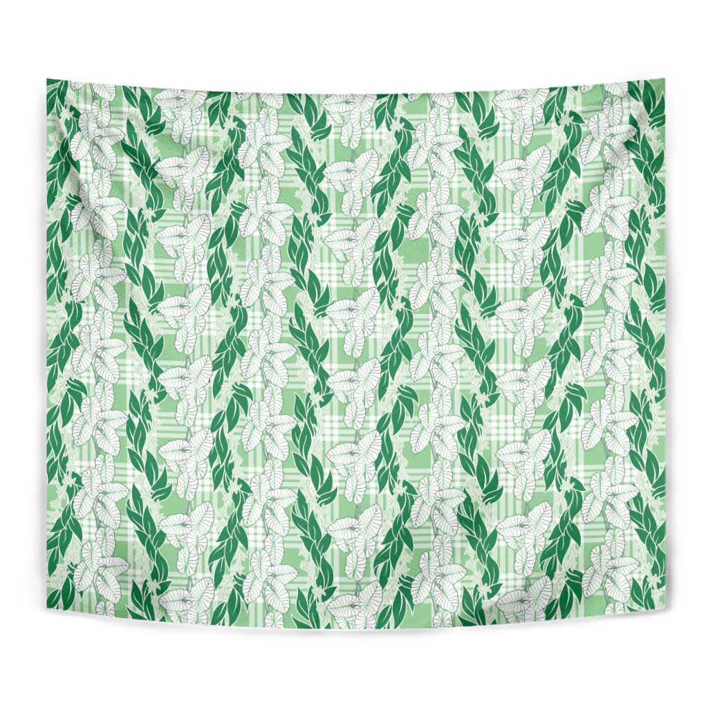 Hawaii Ti Leaf Maile Tuberose Lei Tapestry With Hanalei Leaf Green