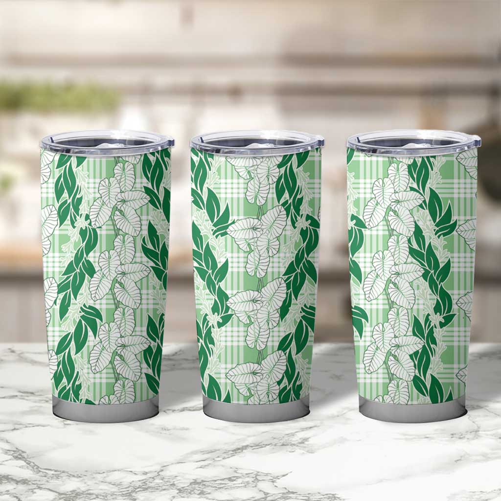 Hawaii Ti Leaf Maile Tuberose Lei Tumbler Cup With Hanalei Leaf Green