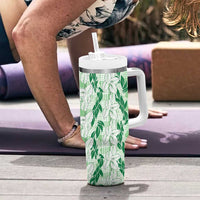 Hawaii Ti Leaf Maile Tuberose Lei Tumbler With Handle With Hanalei Leaf Green LT05 - Polynesian Pride