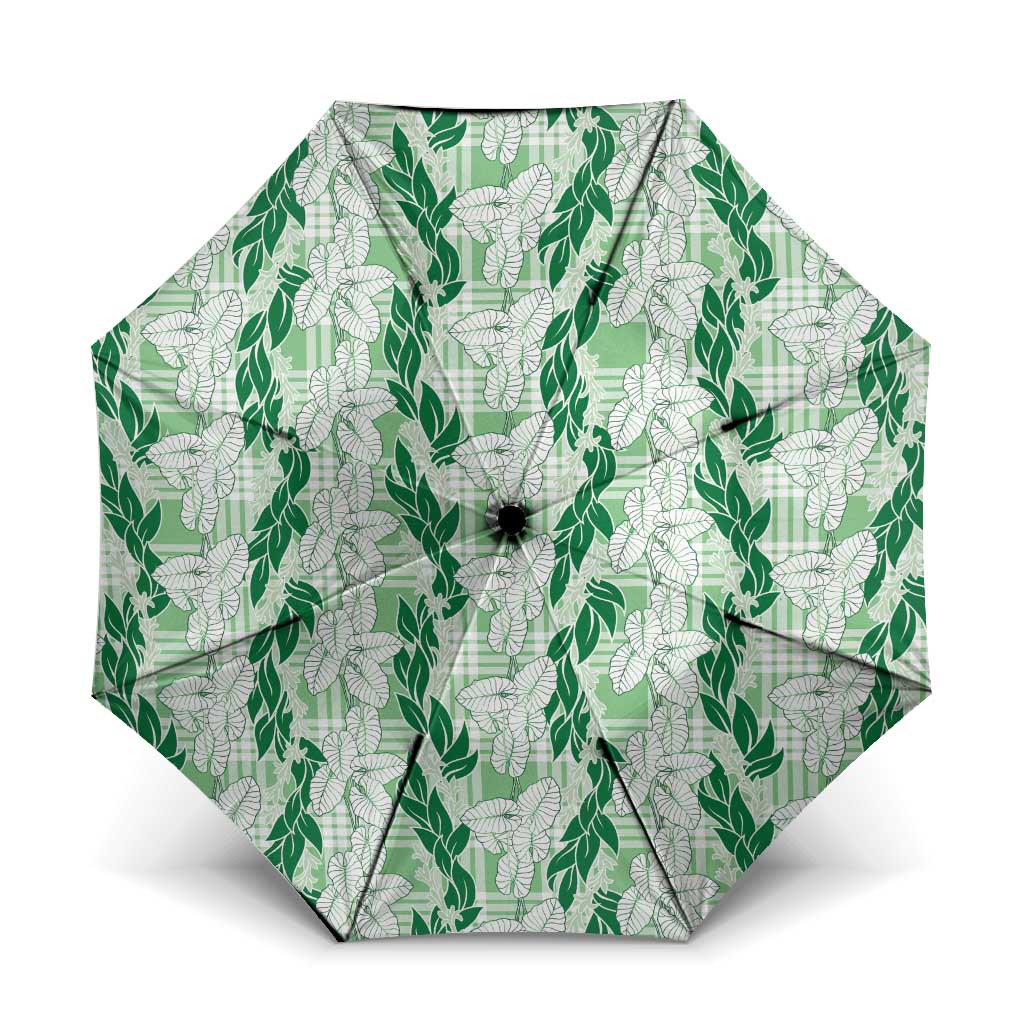 Hawaii Ti Leaf Maile Tuberose Lei Umbrella With Hanalei Leaf Green
