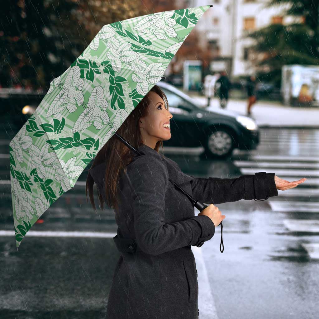 Hawaii Ti Leaf Maile Tuberose Lei Umbrella With Hanalei Leaf Green