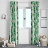 Hawaii Ti Leaf Maile Tuberose Lei Window Curtain With Hanalei Leaf Green