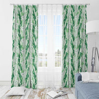 Hawaii Ti Leaf Maile Tuberose Lei Window Curtain With Hanalei Leaf Green